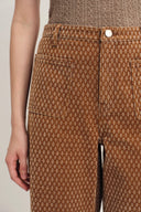 Hilda Geometric Texture Baggy Jeans in Faded Jacquard Denim