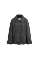 Hildegard Belted Cropped Coat in Wool Blend