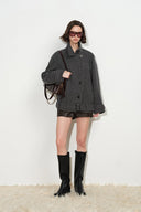 Hildegard Belted Cropped Coat in Wool Blend