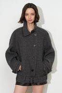 Hildegard Belted Cropped Coat in Wool Blend