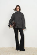 Hildegard Belted Cropped Coat in Wool Blend