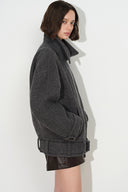 Hildegard Belted Cropped Coat in Wool Blend