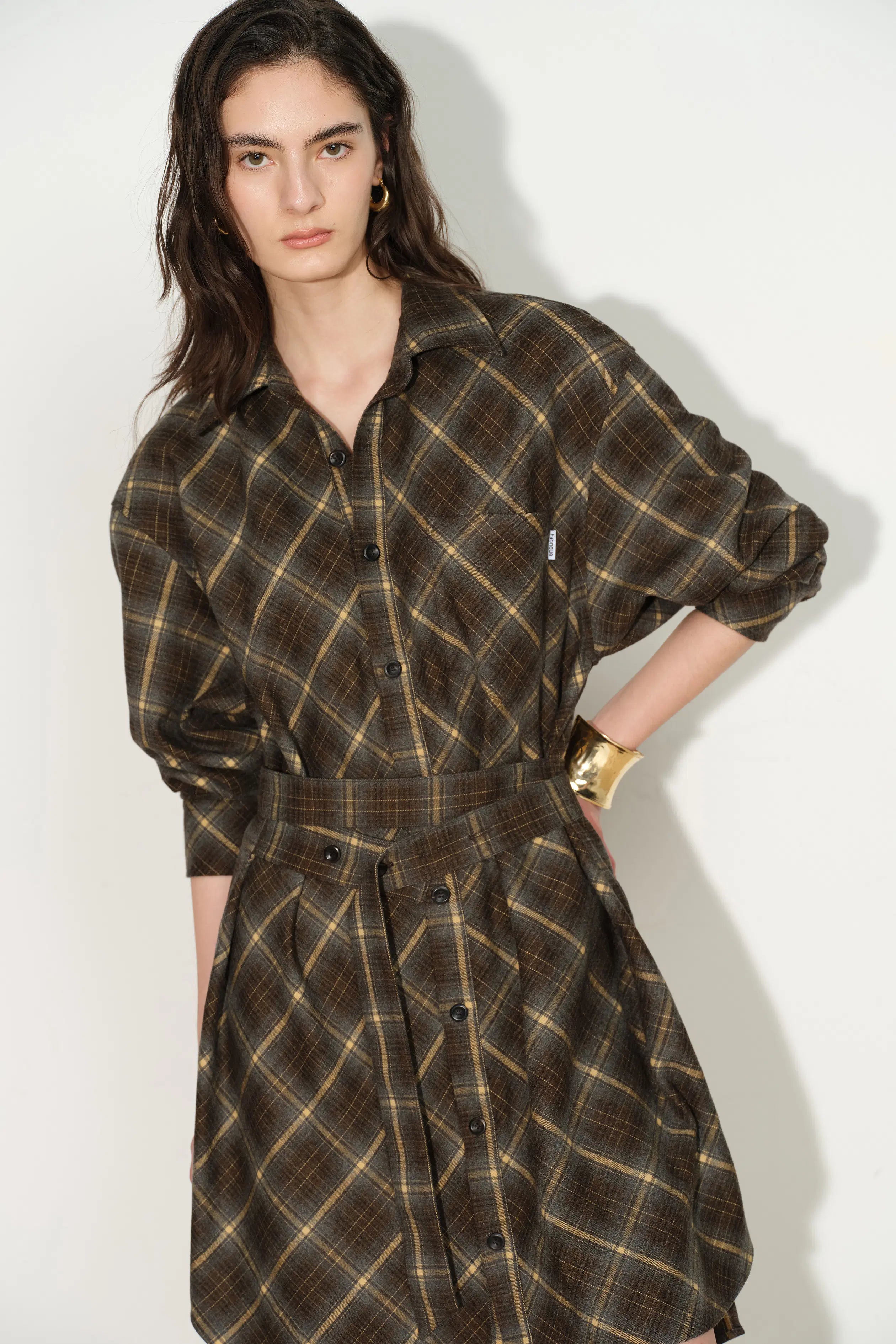 Holly Plaid Shirt Dress M