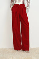 Honora Pleated Wide Leg Pants in Cotton Corduroy