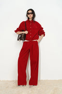 Honora Pleated Wide Leg Pants in Cotton Corduroy