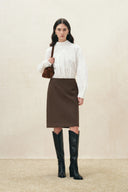 Honora Straight Midi Skirt in Wool Blend
