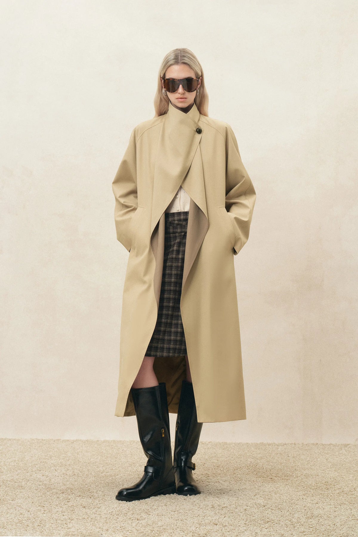 Ines Drapey Single Breasted Long Coat in Wool Blend – fbrq.com