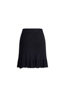 Black crochet midi skirt with scalloped ruffled hem