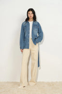 Chaqueta camisa safari con cinturón Iris en denim de algodón