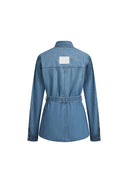 Chaqueta camisa safari con cinturón Iris en denim de algodón