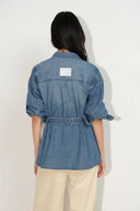 Chaqueta camisa safari con cinturón Iris en denim de algodón