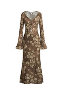 Iris Handpainted Floral Dress in Viscose