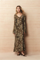 Iris Handpainted Floral Dress in Viscose