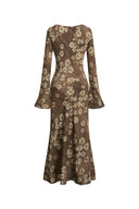 Iris Handpainted Floral Dress in Viscose