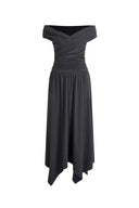 Isabella Smocked Drape Sleeveless Dress in Brushed Cotton Blend