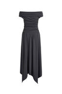 Isabella Smocked Drape Sleeveless Dress in Brushed Cotton Blend