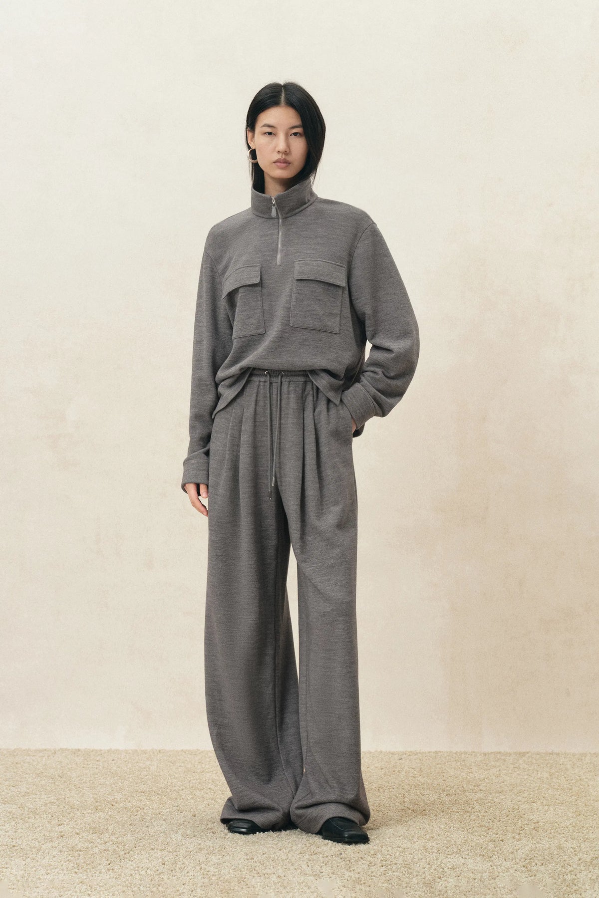 Isadora Half Zip Knit Top in Wool Blend – fbrq.com