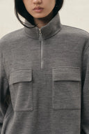 Isadora Half Zip Knit Top in Wool Blend