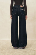 Jeans „Isla“ mit geschwungenem Bein und kariertem Umschlag am Saum aus Baumwolldenim
