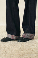 Jeans „Isla“ mit geschwungenem Bein und kariertem Umschlag am Saum aus Baumwolldenim