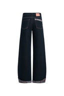 Jeans „Isla“ mit geschwungenem Bein und kariertem Umschlag am Saum aus Baumwolldenim