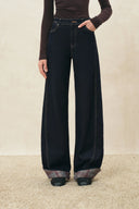 Jeans „Isla“ mit geschwungenem Bein und kariertem Umschlag am Saum aus Baumwolldenim