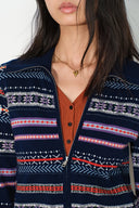 Isla Verkürzte Fair-Isle-Polo-Strickjacke aus Wollmischung