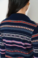 Isla Verkürzte Fair-Isle-Polo-Strickjacke aus Wollmischung