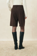 Isla Flecked Bermuda Tailored Shorts in Wool Blend