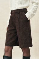 Isla Flecked Bermuda Tailored Shorts in Wool Blend