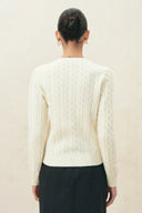 Ivy Cable Knit Cardigan in Wool Blend
