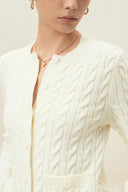 Ivy Cable Knit Cardigan in Wool Blend