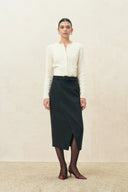 Ivy Cable Knit Cardigan in Wool Blend