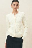 Ivy-Cardigan aus Wollmischung mit Zopfmuster