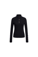 Jade Slim Fit Polo Collar Top in Wool Blend