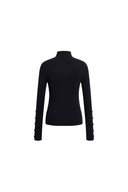 Jade Slim Fit Polo Collar Top in Wool Blend