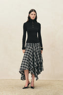 Jade Slim Fit Polo Collar Top in Wool Blend