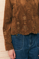Jane 仿麂皮花卉鏤空刺繡襯衫外套