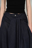 Jayne Belted Wide Leg Jeans in Cotton Denim