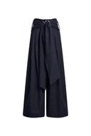 Jayne Belted Wide Leg Jeans in Cotton Denim
