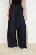 Jayne Belted Wide Leg Jeans in Cotton Denim
