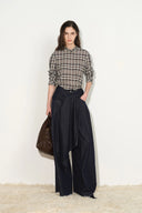 Jayne Belted Wide Leg Jeans in Cotton Denim