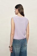 Jinelle Textured Sleeveless Vest Top in Cotton Knit