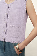 Jinelle Textured Sleeveless Vest Top in Cotton Knit