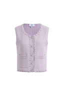Jinelle Textured Sleeveless Vest Top in Cotton Knit