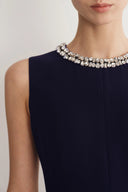 Joanne Jeweled Collar Sleeveless Dress Acetate Blend