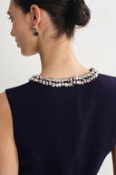 Joanne Jeweled Collar Sleeveless Dress Acetate Blend