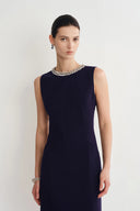 Joanne Jeweled Collar Sleeveless Dress Acetate Blend