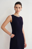 Joanne Jeweled Collar Sleeveless Dress Acetate Blend