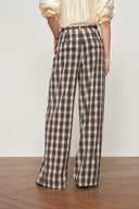 Joy Plaid Tie-Waist Straight Pants in Lightweight Plaid Fabric